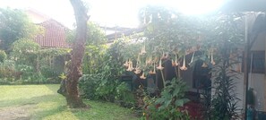 A garden with various plants and a tree. - Griya Palayu (Bogor)