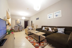 Apartment, 1 Bedroom | Living area | 40-inch flat-screen TV with cable channels, LCD TV - Piks Key- Marina Diamond 3 (Dubai)