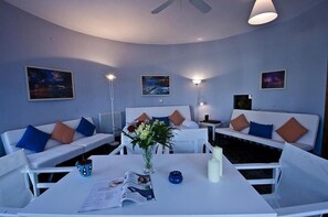 Apartment, 3 Bedrooms | Living room | Flat-screen TV - Karavos Sea View Apartments   (Skopelos)