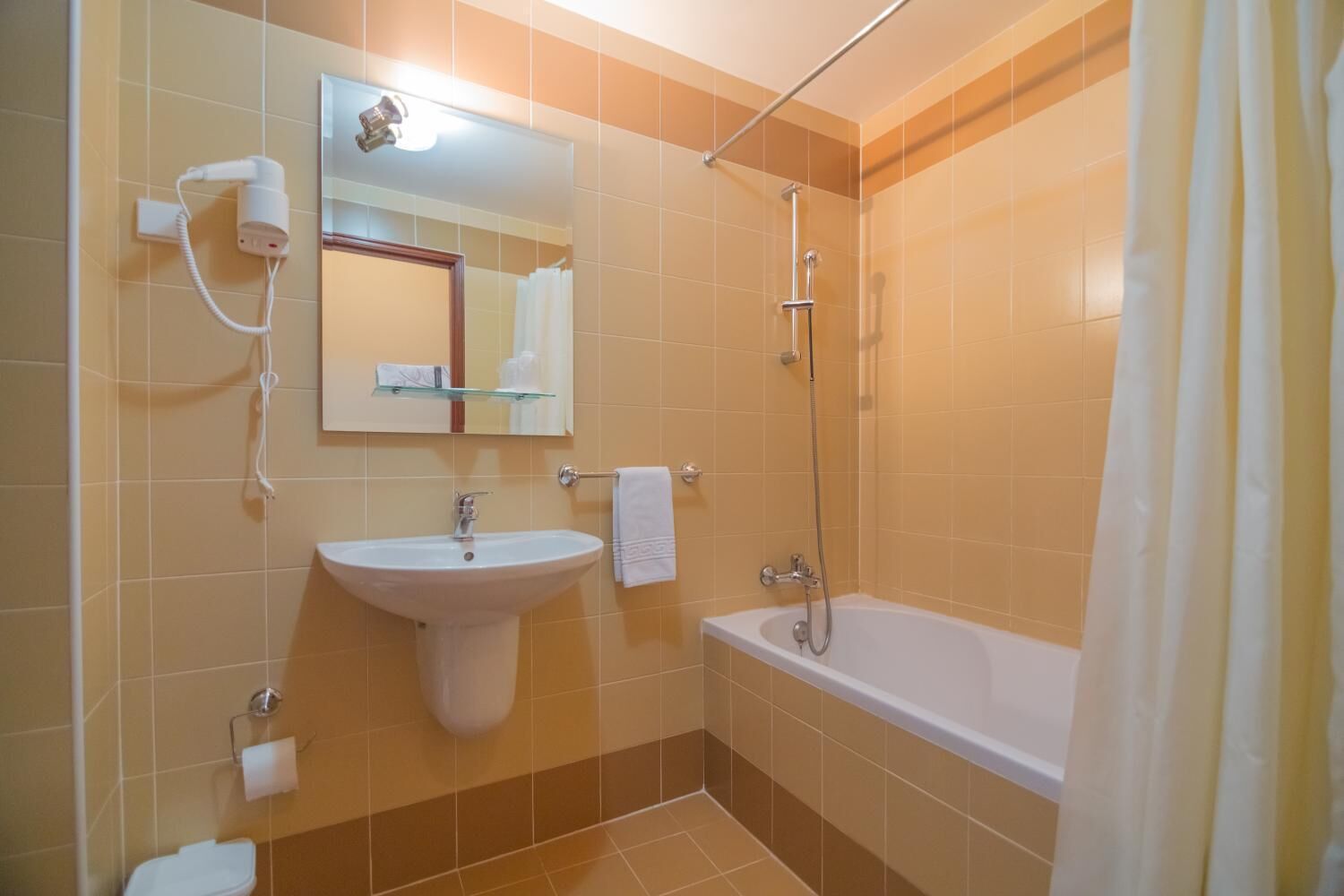 free toiletries, hair dryer, bidet, towels