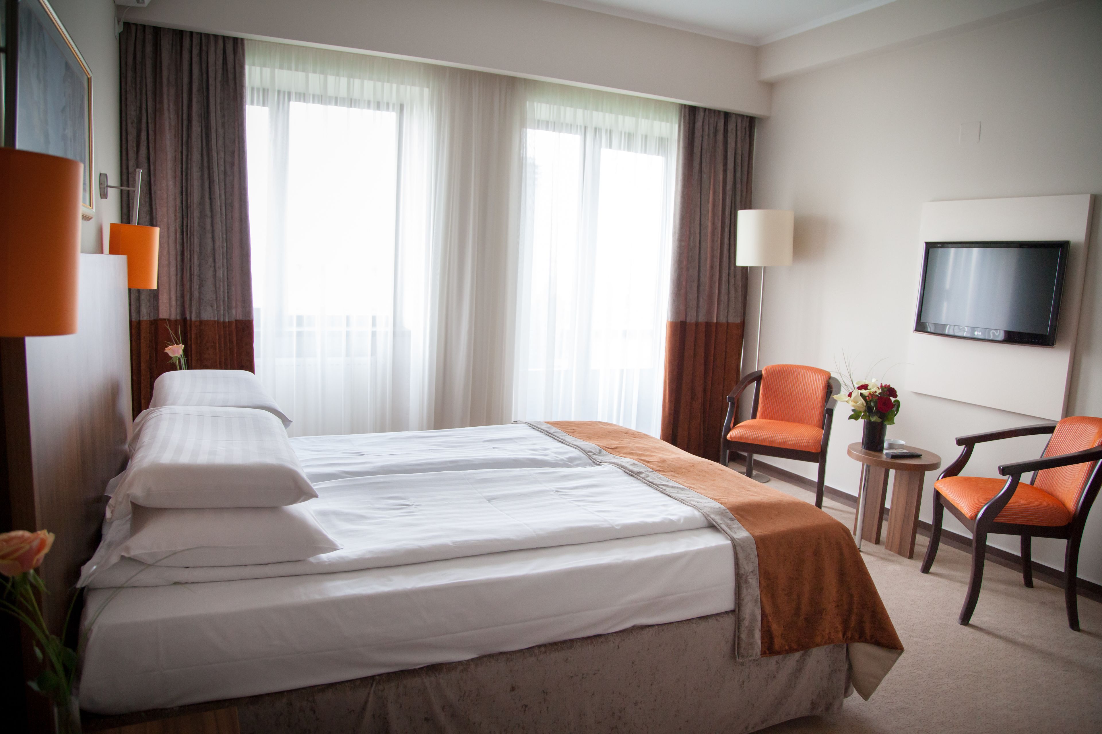 basic double room, 1 queen bed | minibar, in-room safe, desk, laptop workspace