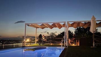 Outdoor pool, sun loungers