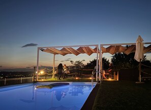 Outdoor pool, pool loungers