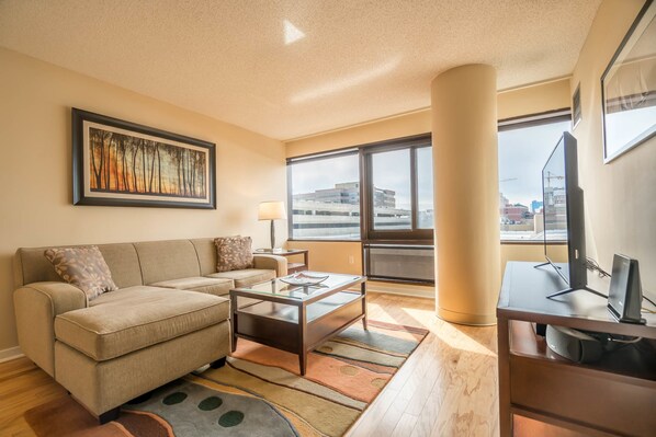 Superior-Apartment, 1 Queen-Bett | Wohnzimmer