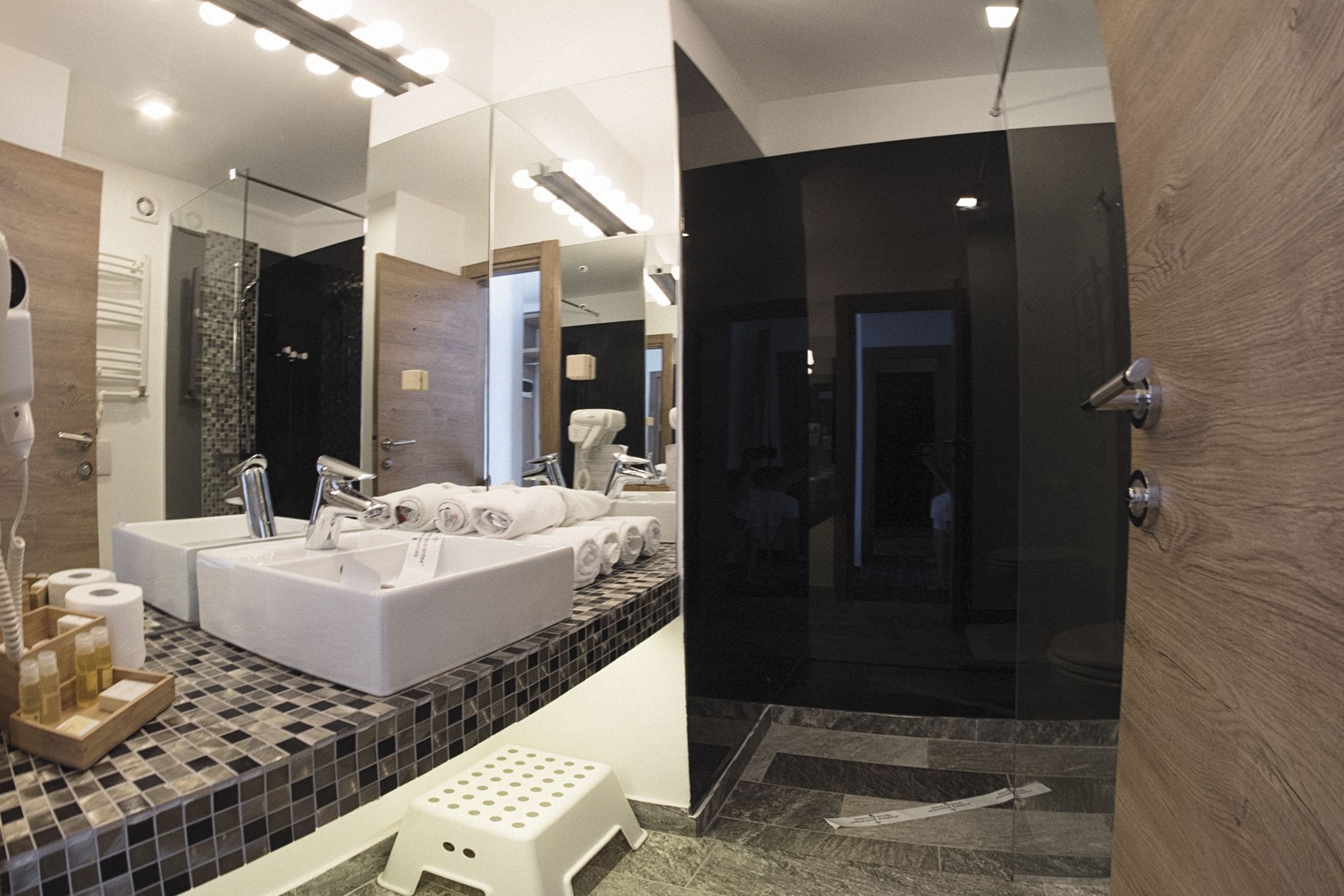 deluxe double room, 1 queen bed with sofa bed, partial sea view | bathroom | shower, free toiletries, hair dryer, bathrobes