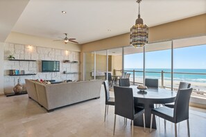 Condo | Living area | Flat-screen TV, DVD player - Encanto Living 0504 -2BR by Kivoya (Puerto Peñasco)
