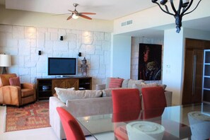 Condo | Living area | Flat-screen TV, DVD player - Encanto Living 0801 -2BR by Kivoya (Puerto Peñasco)