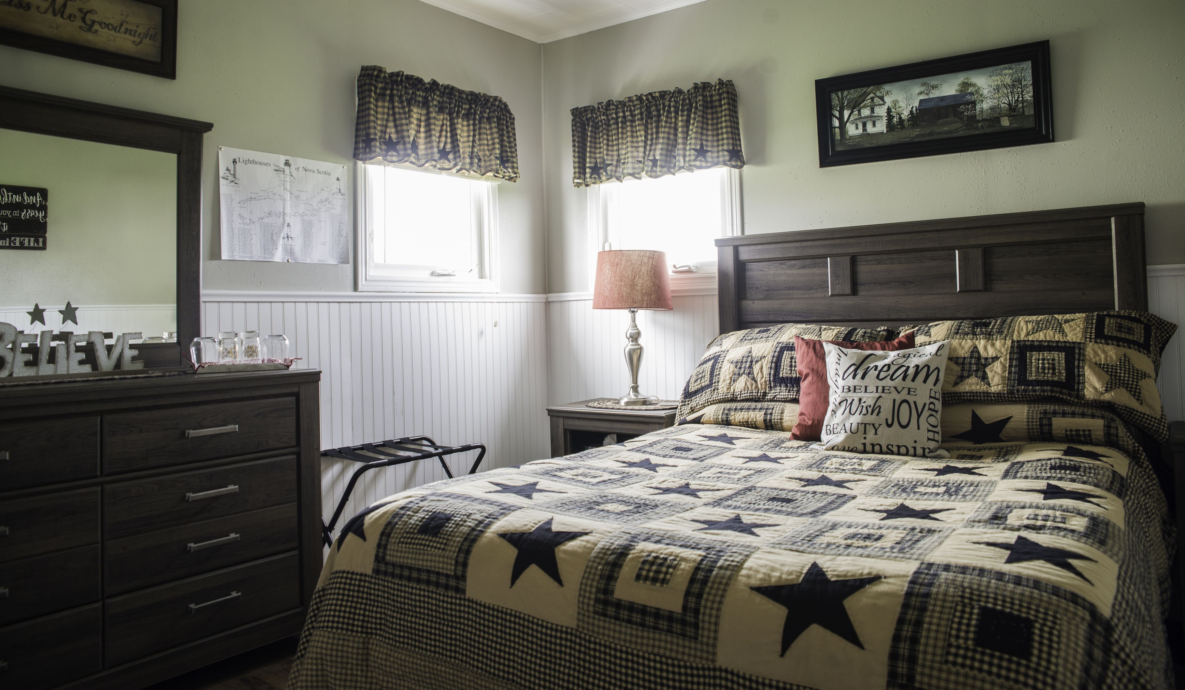 Individually decorated, individually furnished, iron/ironing board