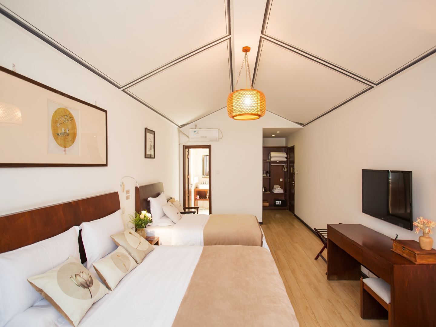 Premium bedding, memory-foam beds, in-room safe, desk