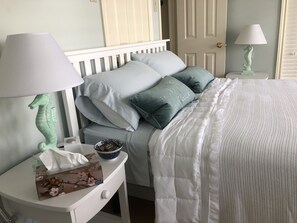 1 bedroom, desk, iron/ironing board, travel crib