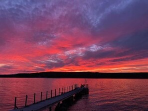 On the beach, sun loungers, beach towels