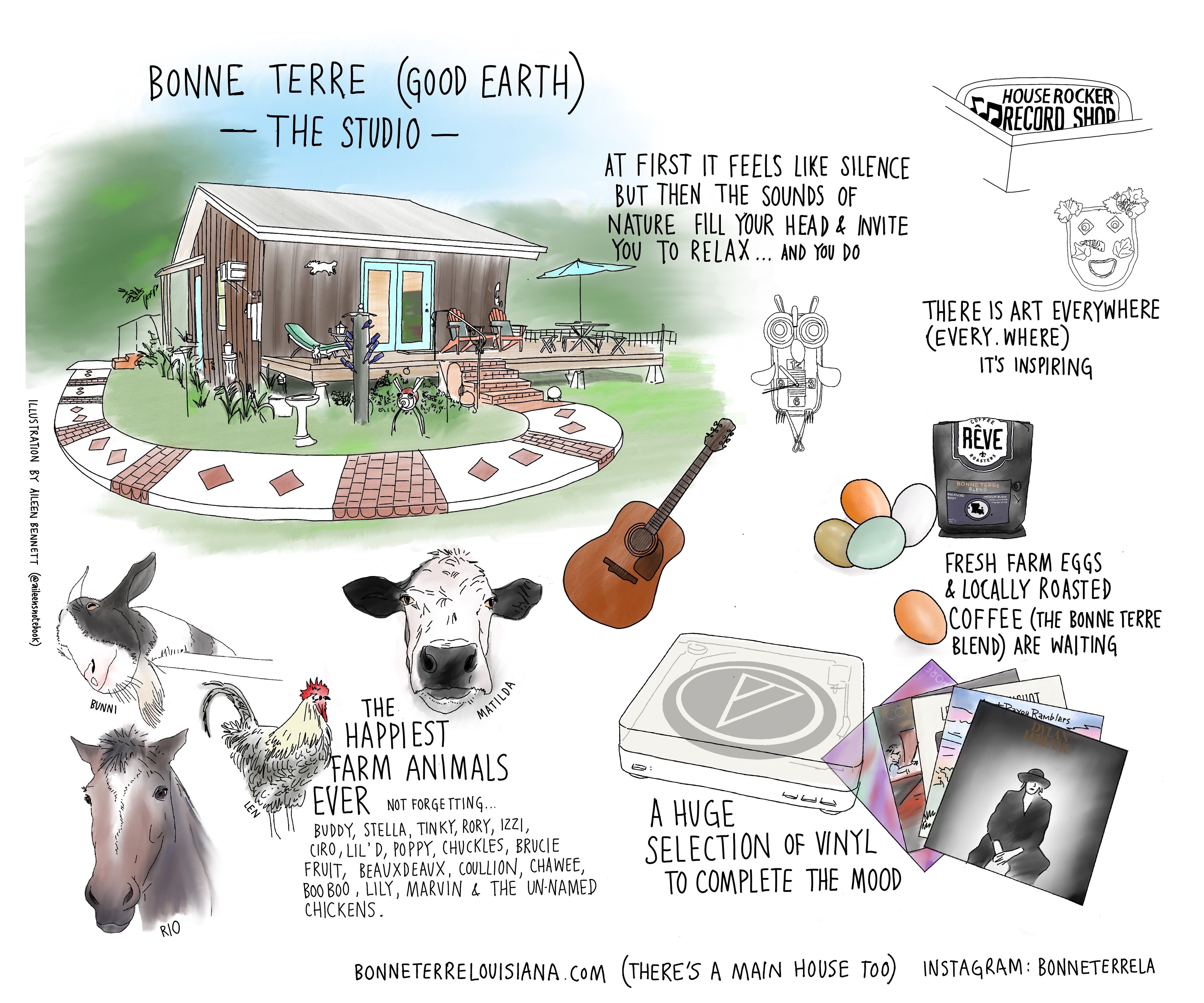 Bonne Terre Studio: Louisiana Farm Stay •  Getaway  •  Artists’ Retreat