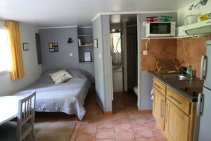 Fridge, microwave, stovetop, high chair
