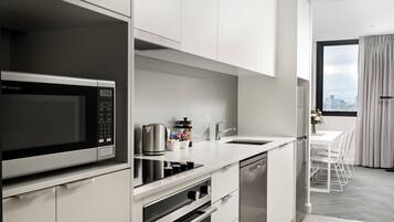 Microwave, stovetop, espresso maker, coffee/tea maker