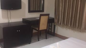 Desk, free WiFi, bed sheets