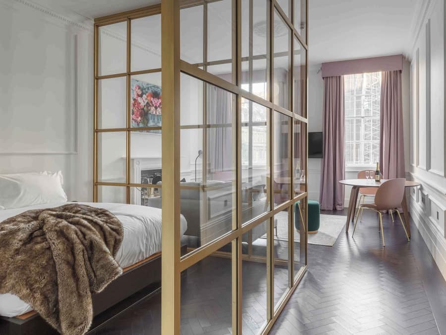 Large Studio Apartment | Premium bedding, in-room safe, laptop workspace, blackout curtains