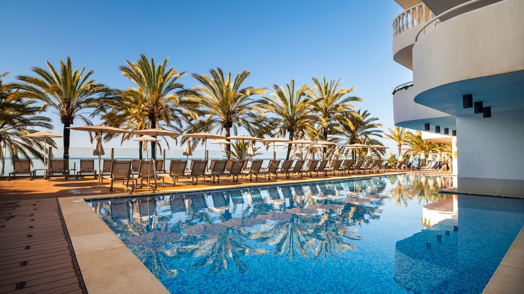 Outdoor pool, pool loungers
