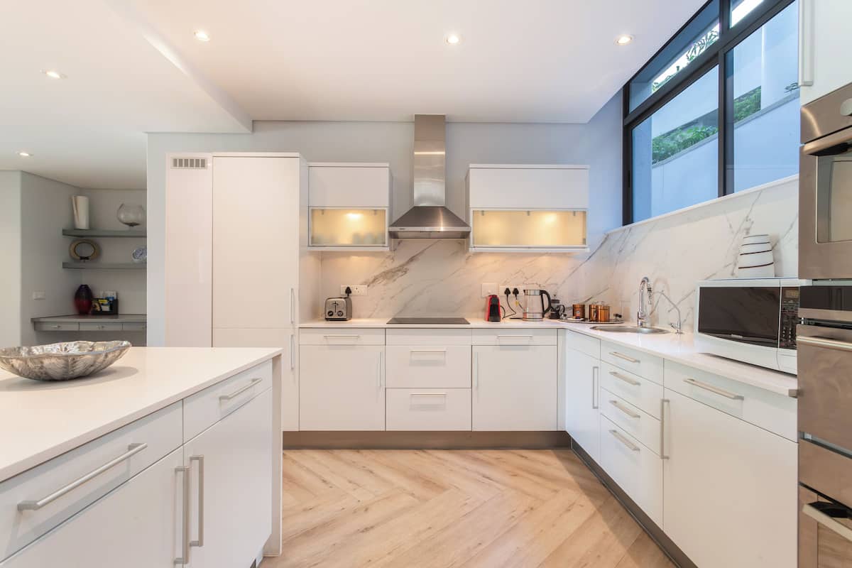 two bedroom premier private pool 1 | private kitchen | fridge, microwave, oven, stovetop