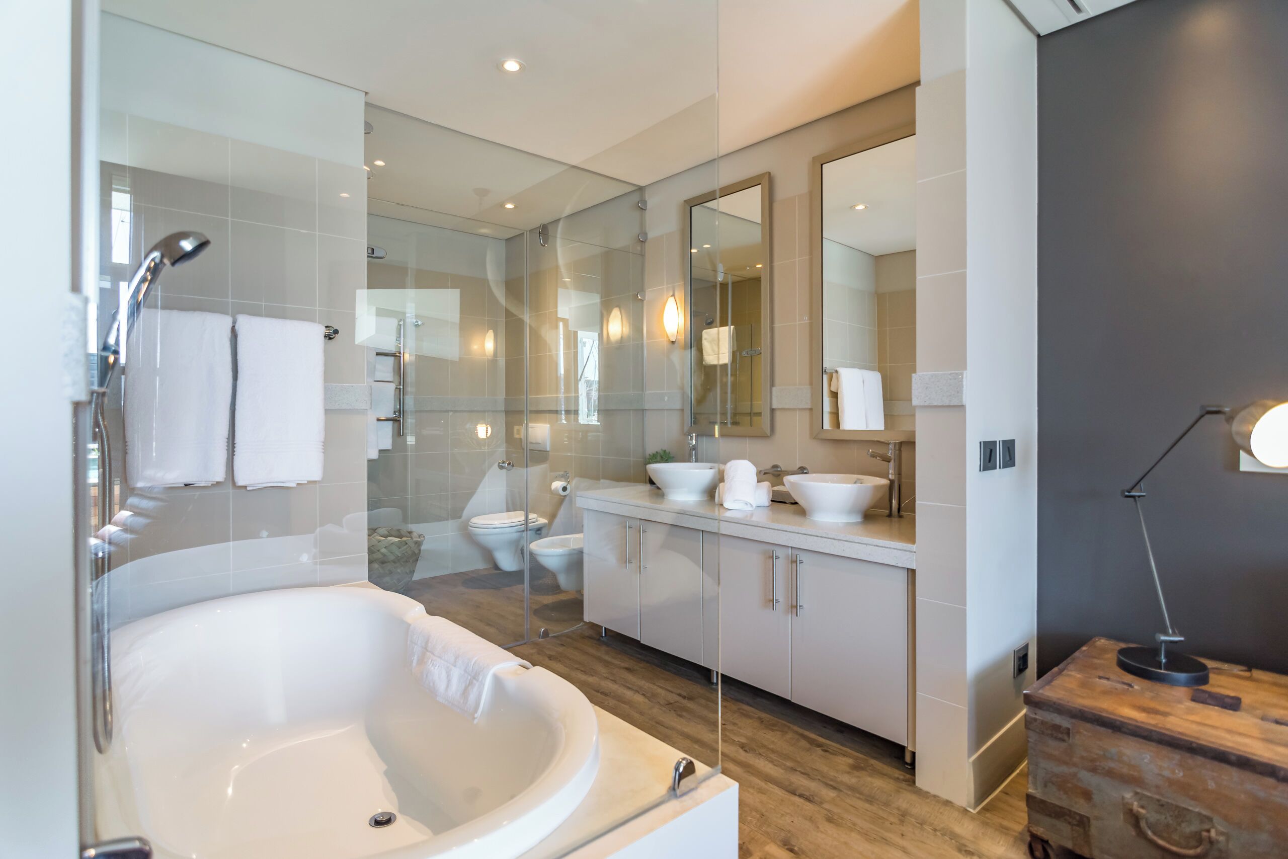 two bedroom lux premier private pool 1 | bathroom | separate bathtub and shower, free toiletries, hair dryer, towels