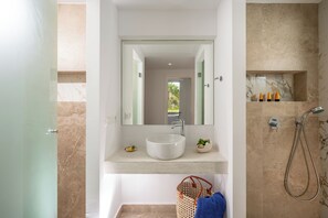 Superior Apartment, 1 Bedroom | Bathroom | Shower, rainfall showerhead, free toiletries, hair dryer - Parthenis Beach Suites by the Sea (Hersonissos)