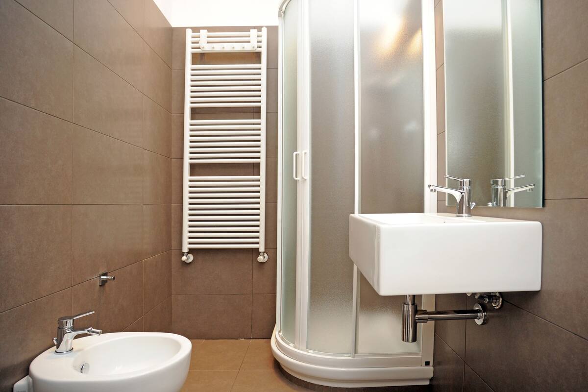 Shower, free toiletries, hair dryer, bidet