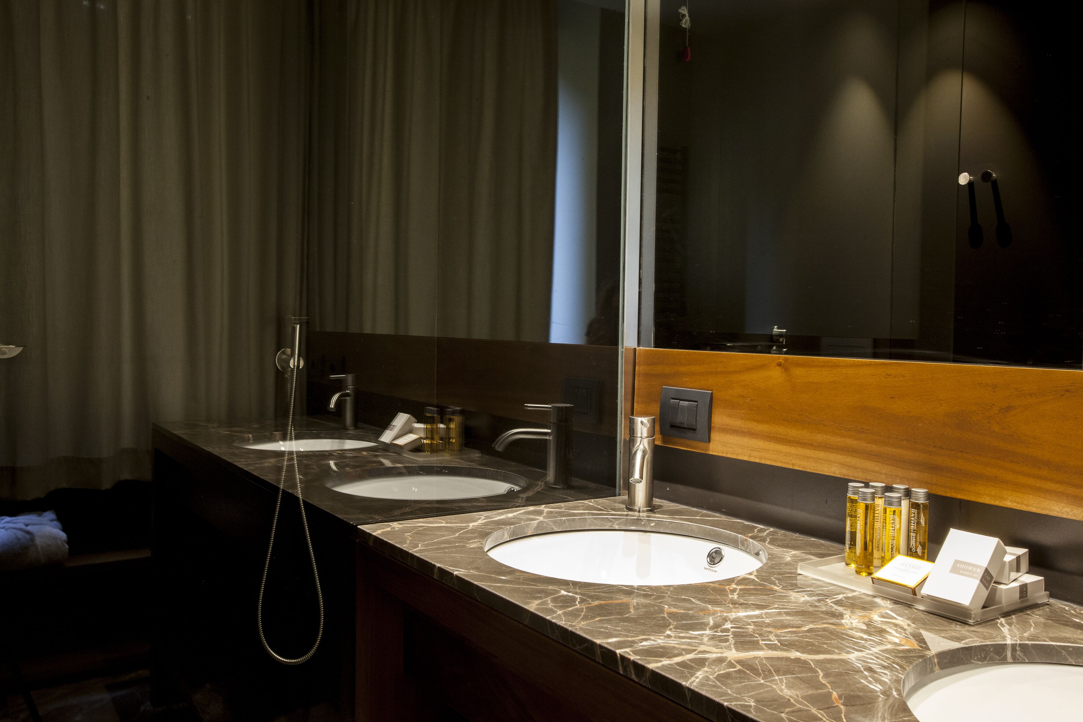 panoramic suite | bathroom | shower, rainfall showerhead, free toiletries, hair dryer