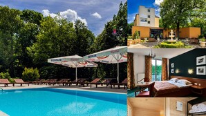 A hotel with a swimming pool, outdoor seating, and a sauna room. - Parkhotel Steiger Hohnstein (Hohnstein)