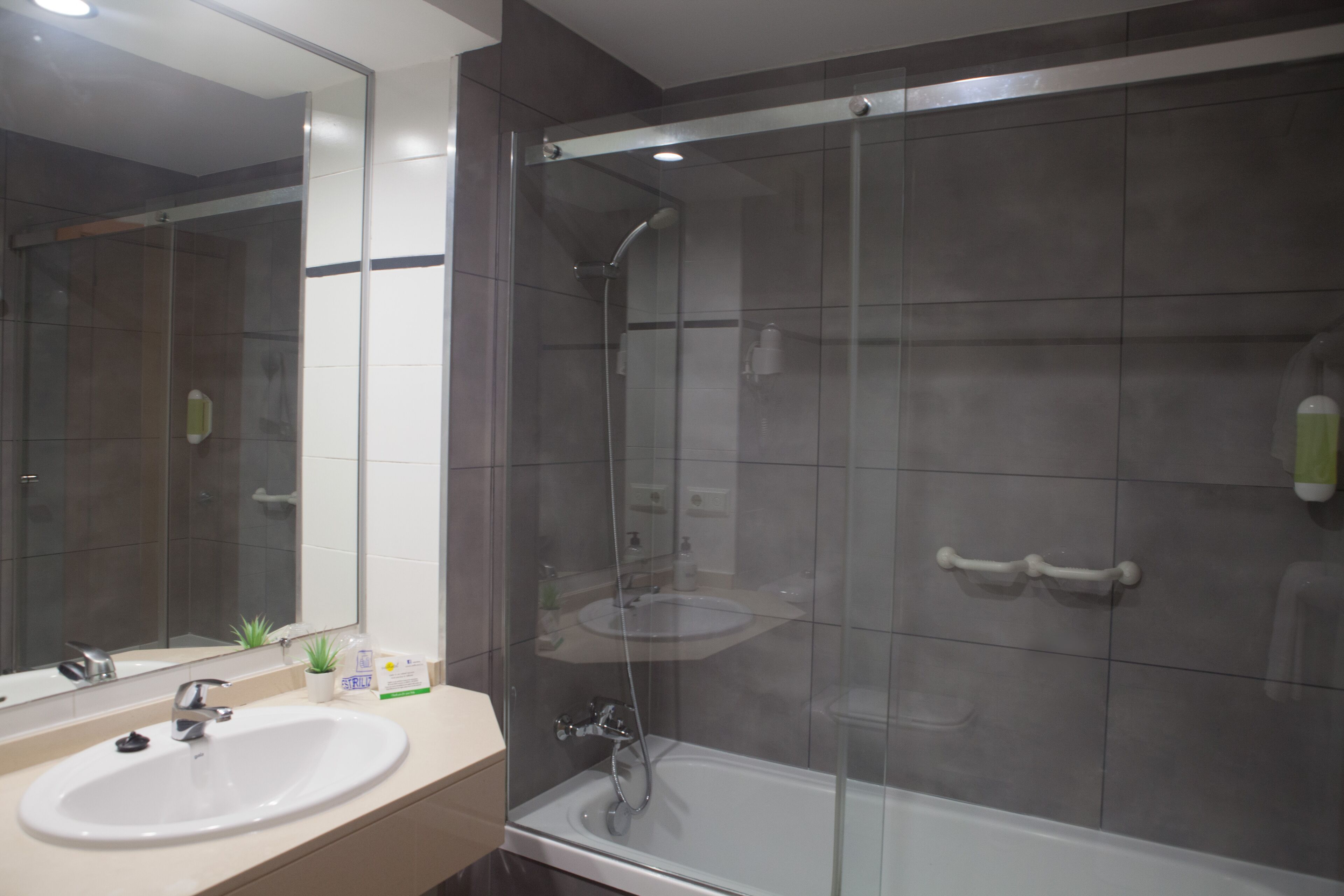 shower, deep-soaking bathtub, free toiletries, hair dryer