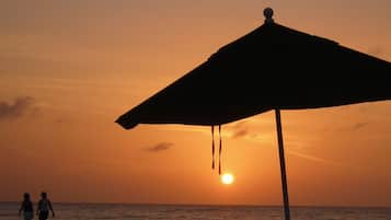 On the beach, beach towels