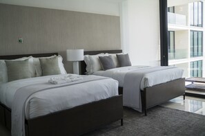 Luxury Apartment, Pool View | Individually decorated, individually furnished, bed sheets