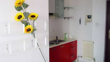 Vierbettzimmer | Eigene Kochnische | Kühlschrank, Mikrowelle, Herdplatte, Wasserkocher