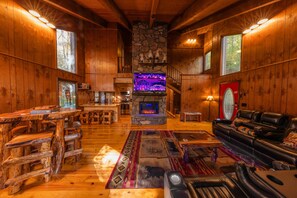 Signature Cabin, 3 Bedrooms, Hot Tub, Mountain View | Living area - Bear Creek Lodge and Cabins in Helen Ga - Pet Friendly, River on Property, Walking Distance to downtown Helen (Helen)