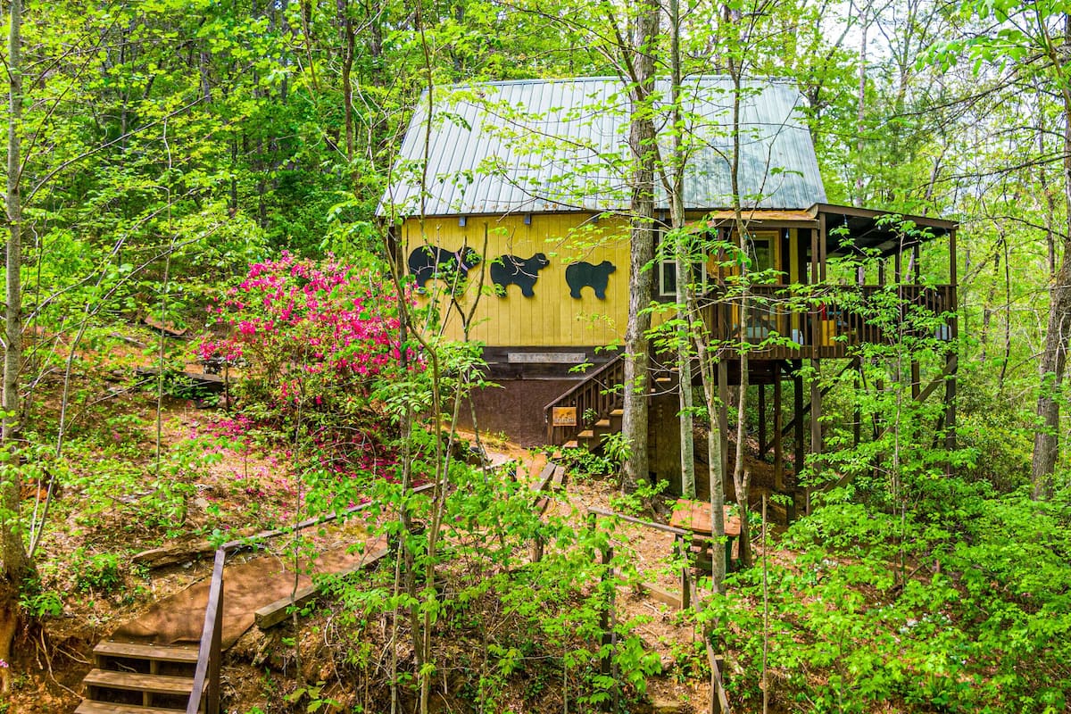 Panorama huisje, 2 slaapkamers, hot tub, uitzicht op rivier | Exterieur