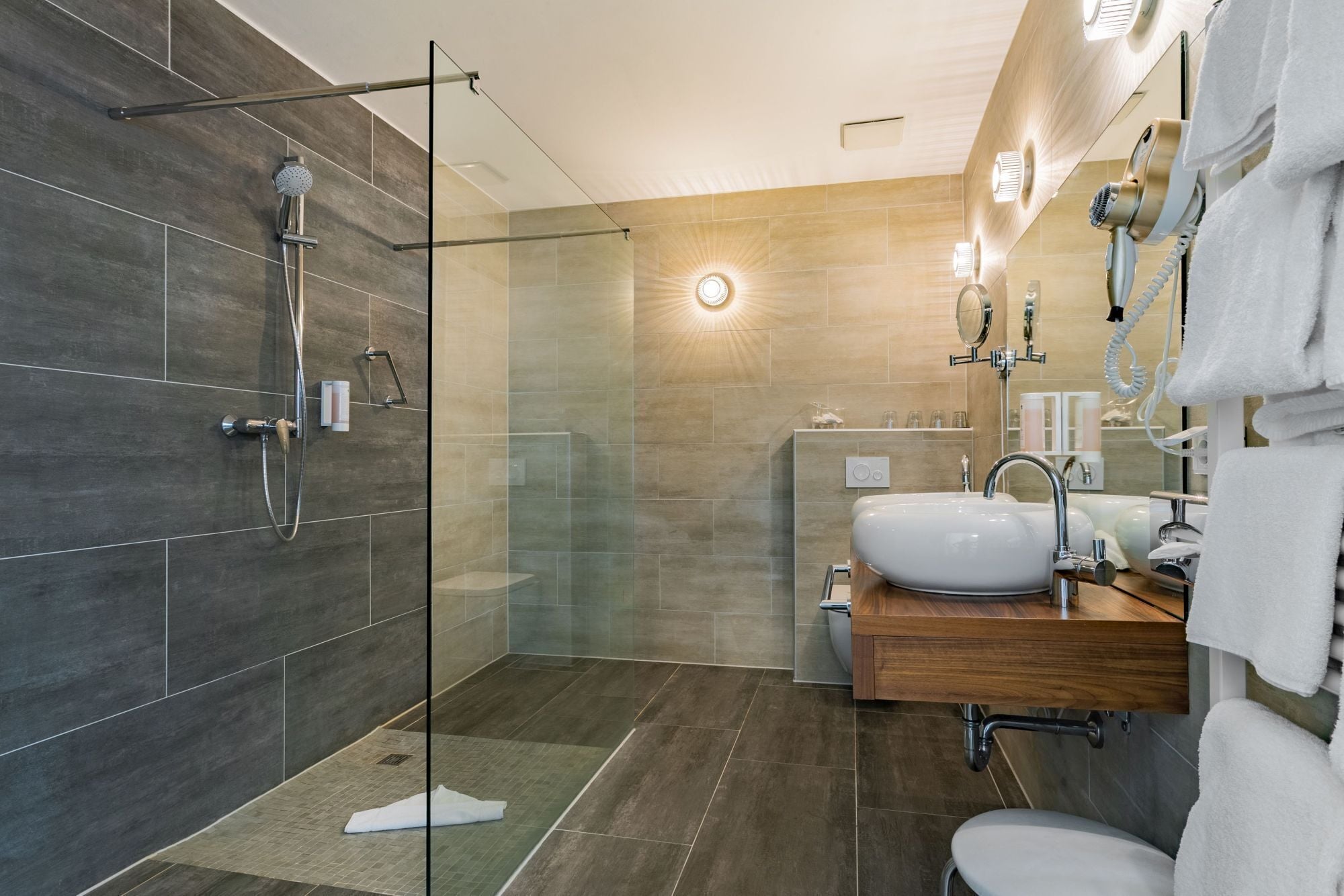 luxury suite | bathroom | free toiletries, hair dryer, bathrobes, slippers