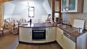 Familjelägenhet - 2 sovrum | Eget kök | Kaffe- och tebryggare, kylskåp, spishäll och vattenkokare