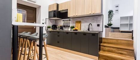 Superior Apartment, 1 Bedroom | Private kitchen | Fridge, espresso maker, coffee/tea maker, electric kettle