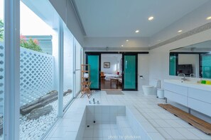 Signature Double Room, Poolside | Bathroom | Free toiletries, hair dryer, slippers, towels