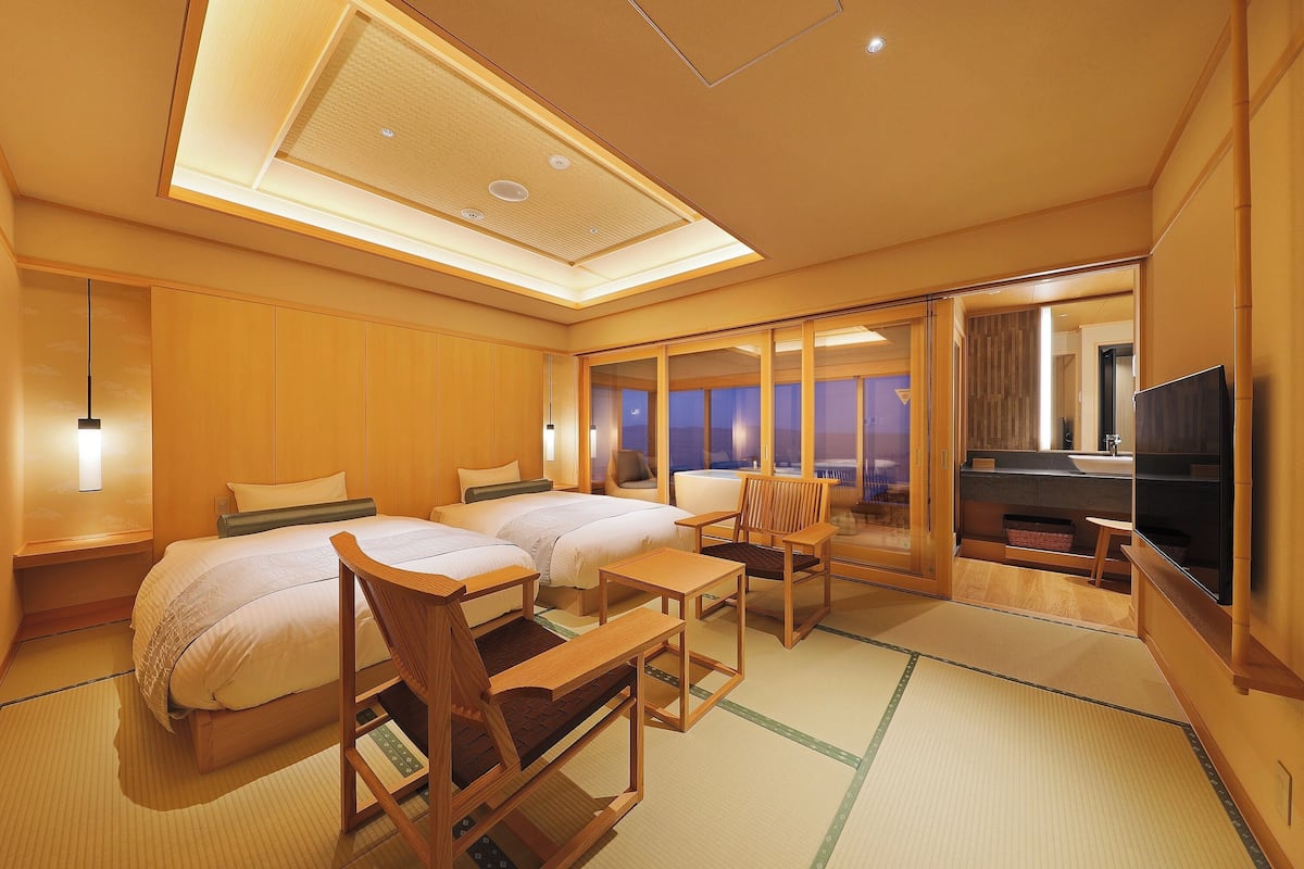 Kamer in Japanse stijl (Japanese Style, with Ocean View) | Een kluis op de kamer, geluiddichte muren, gratis wifi, beddengoed