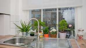 Appartamento (1 Bedroom) | Cucina privata | Frigorifero con congelatore, microonde, forno, piano cottura