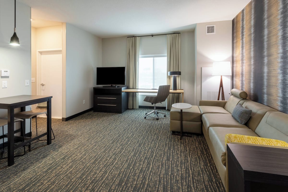 1 bedroom, desk, laptop workspace, iron/ironing board
