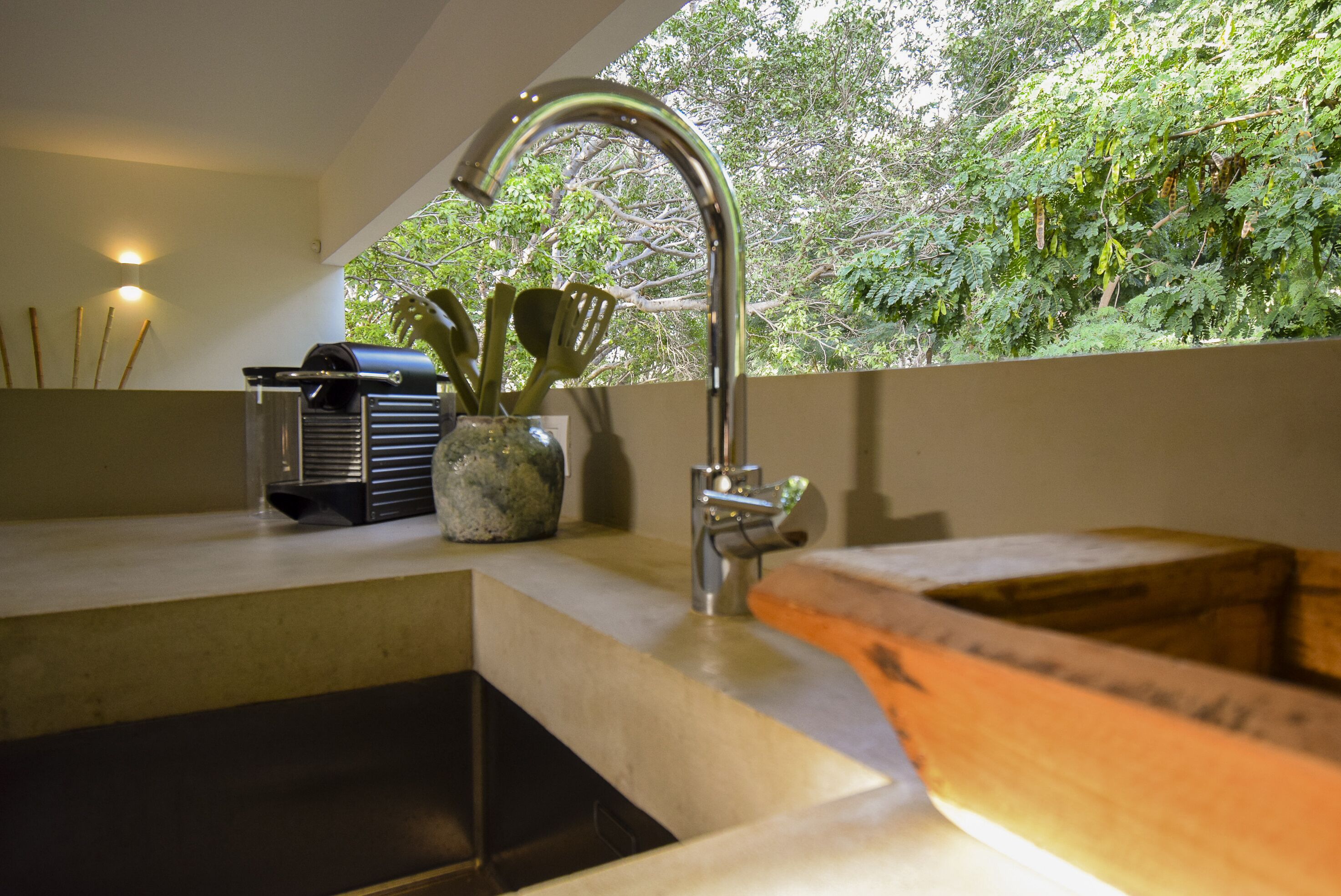 design villa, 2 bedrooms, private bathroom, poolside | private kitchen | full-sized fridge, oven, stovetop, dishwasher