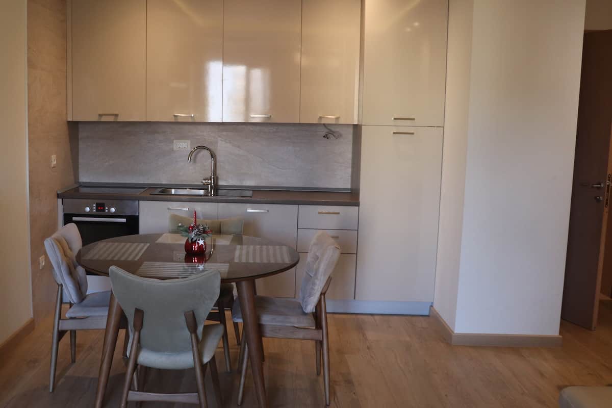 Deluxe appartement, 1 slaapkamer, balkon | Privékitchenette | Een mini-koelkast, een koffiezetapparaat/waterkoker, een waterkoker