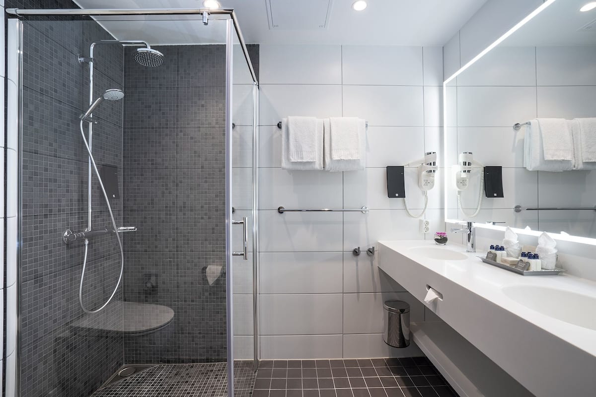 room (stun) | bathroom | shower, rainfall showerhead, designer toiletries, hair dryer