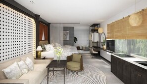 Biệt thự, bồn tắm, quang cảnh biển | Bộ đồ giường kháng dị ứng, minibar, bàn 