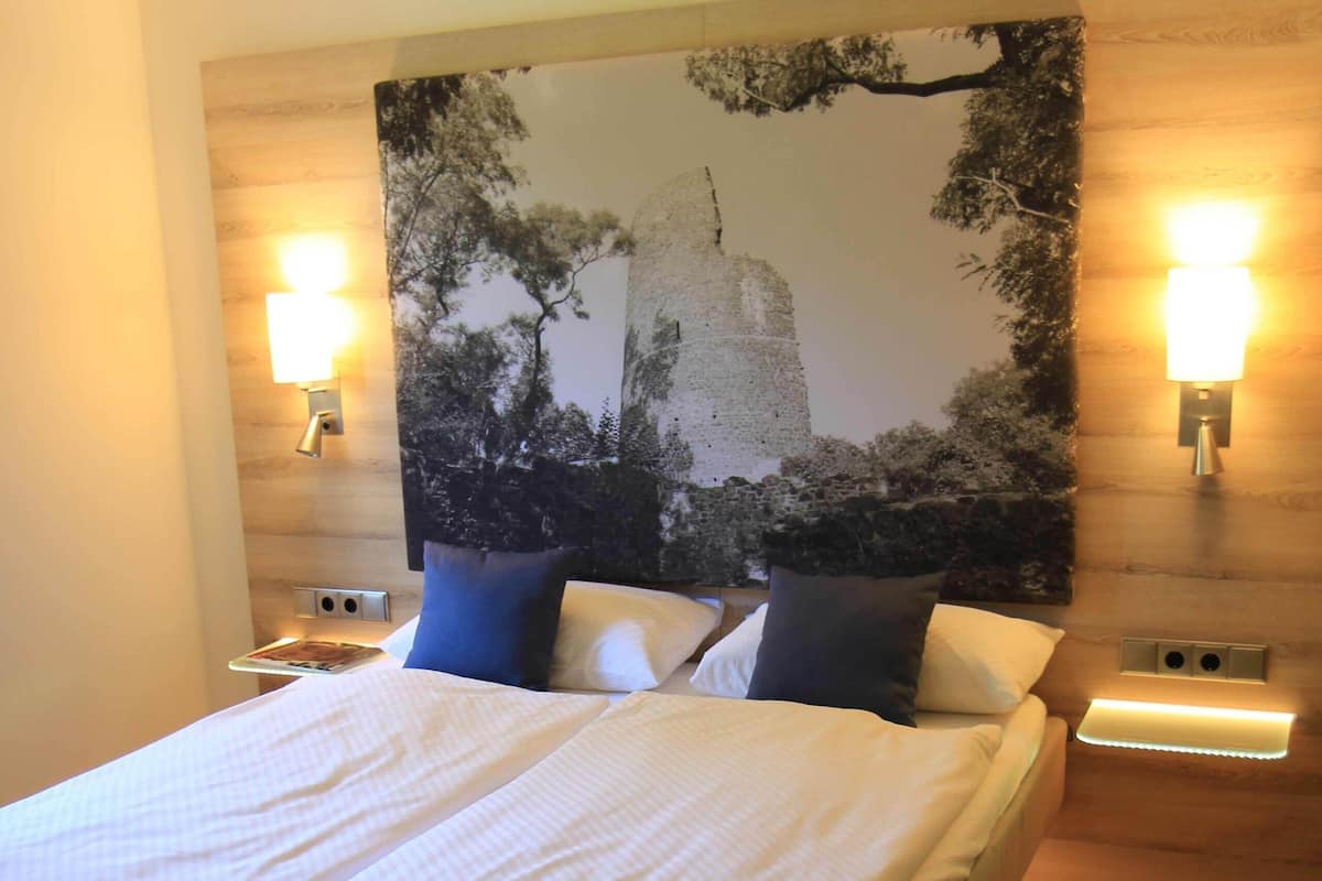 Economy tweepersoonskamer, 1 queensize bed | 1 slaapkamer, een bureau, een laptopwerkplek, verduisterende gordijnen