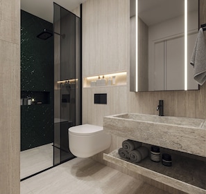 Elegance City View, Double | Baño | Regadera, amenidades de baño gratuitas, secadora de cabello, pantuflas