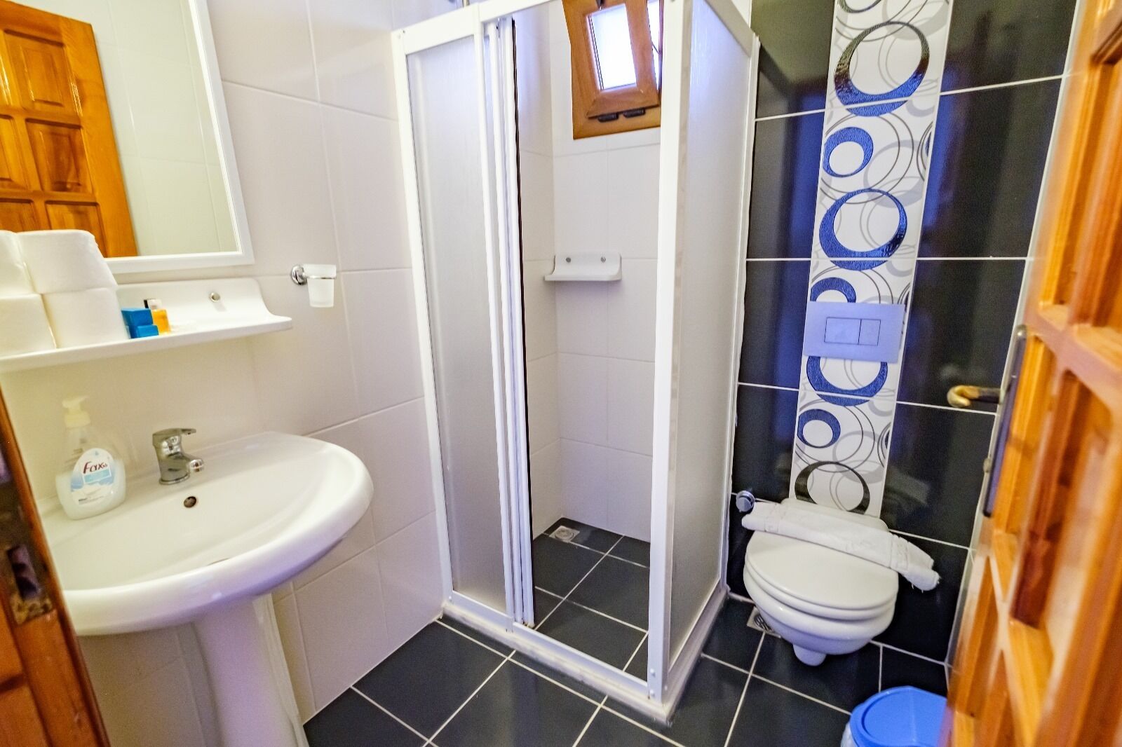 shower, free toiletries, hair dryer, slippers