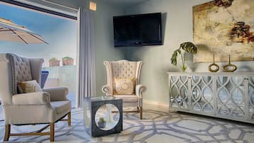 Family Villa, Multiple Beds, Ocean View | Living room | Flat-screen TV, DVD player