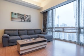 Deluxe Apartment, 3 Bedrooms, City View | Living room - Swiss Garden Residence KL by WT Stay (Kuala Lumpur)