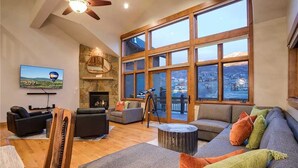 House, Multiple Beds (Snowflake Meadows (Home)) | Living area | Flat-screen TV, fireplace - Snowflake Meadows (Steamboat Springs)